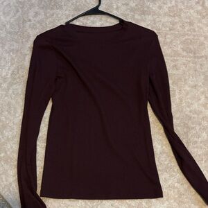 Brown ribbed  Long Sleeve Top